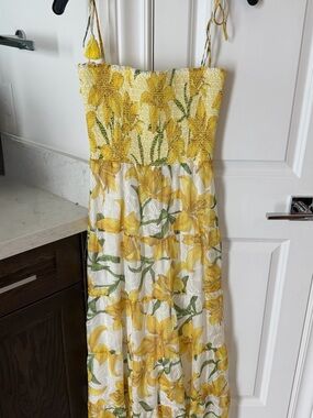 Alice + Olivia Yellow and White Smocked Floral Dress